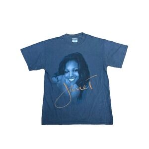 Vintage Janet Jackson All For You‎ Blue Short Sleeve Graphic T Shirt Size Medium